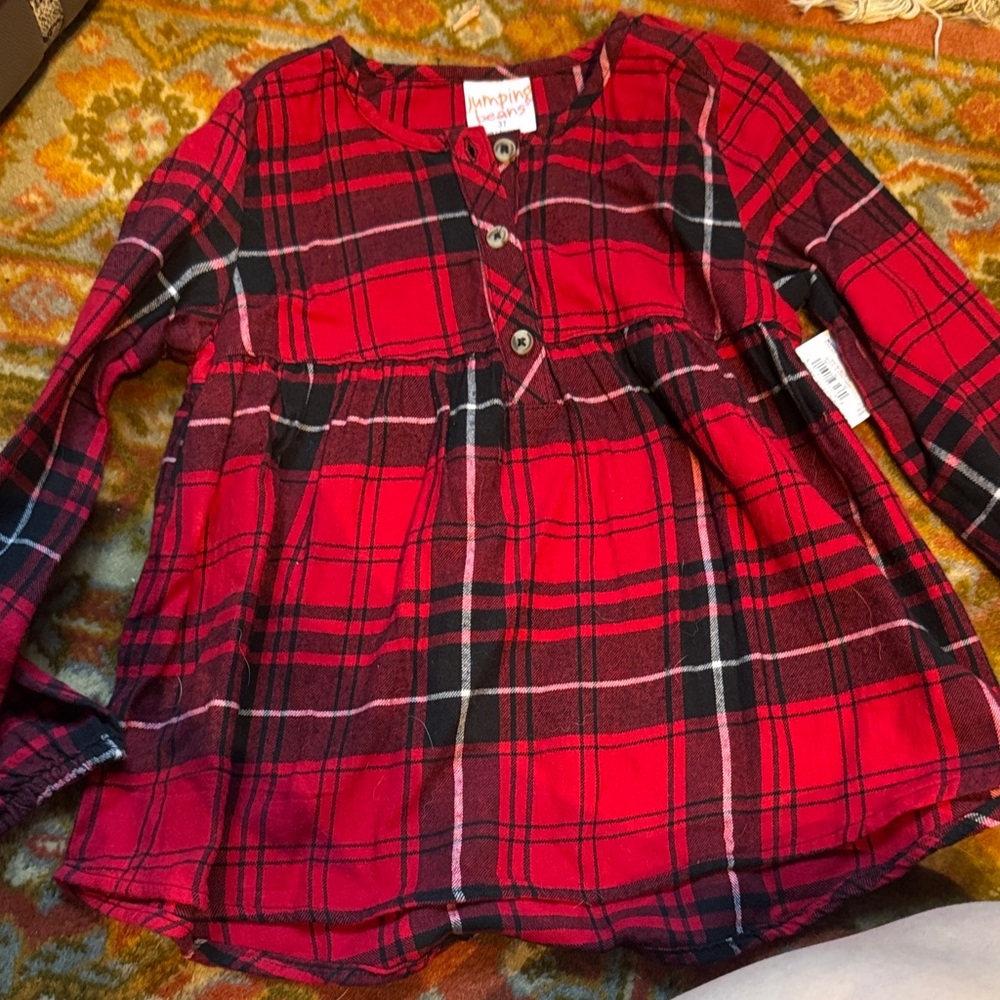 Cat & Jack Red and Black Plaid Button Down Shirt